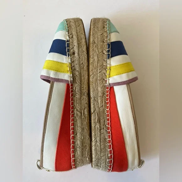 Kate Spade Leena Rainbow Striped Lace up Espadrilles Platform Flats Size 8 M - Picture 7 of 11